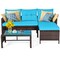 Costway 3PCS Patio Wicker Rattan Sofa Set Outdoor Sectional Conversation Set